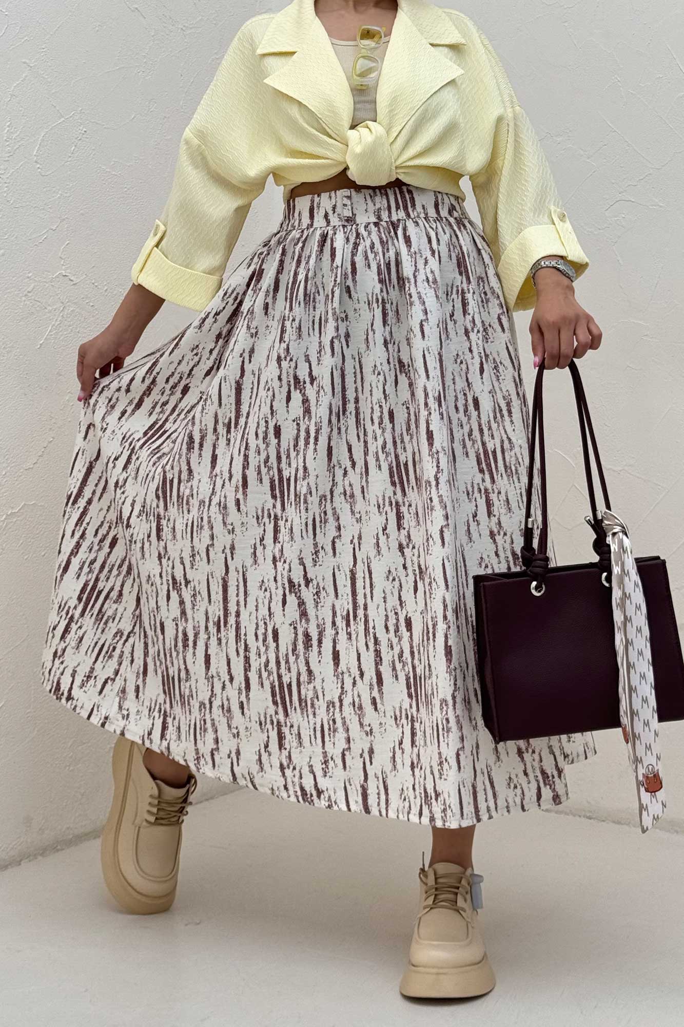 دامن بلند کمر پلدار پرینتی کد5