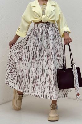 دامن بلند کمر پلدار پرینتی کد5