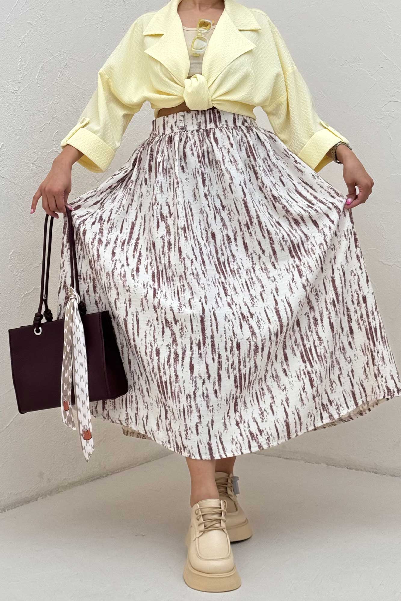 دامن بلند کمر پلدار پرینتی کد5