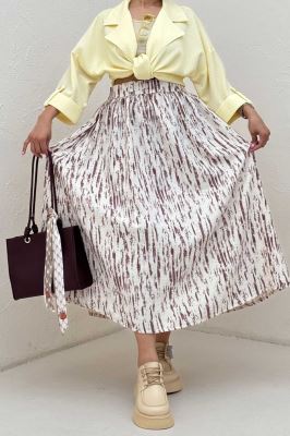 دامن بلند کمر پلدار پرینتی کد5