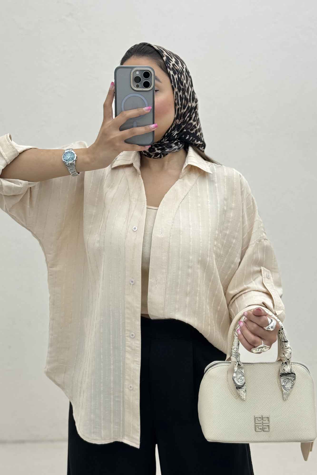 مانتو راه راه استرایپ یقه آبشاری