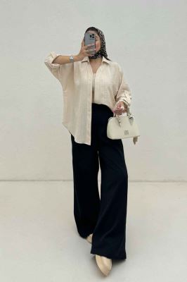 مانتو راه راه استرایپ یقه آبشاری