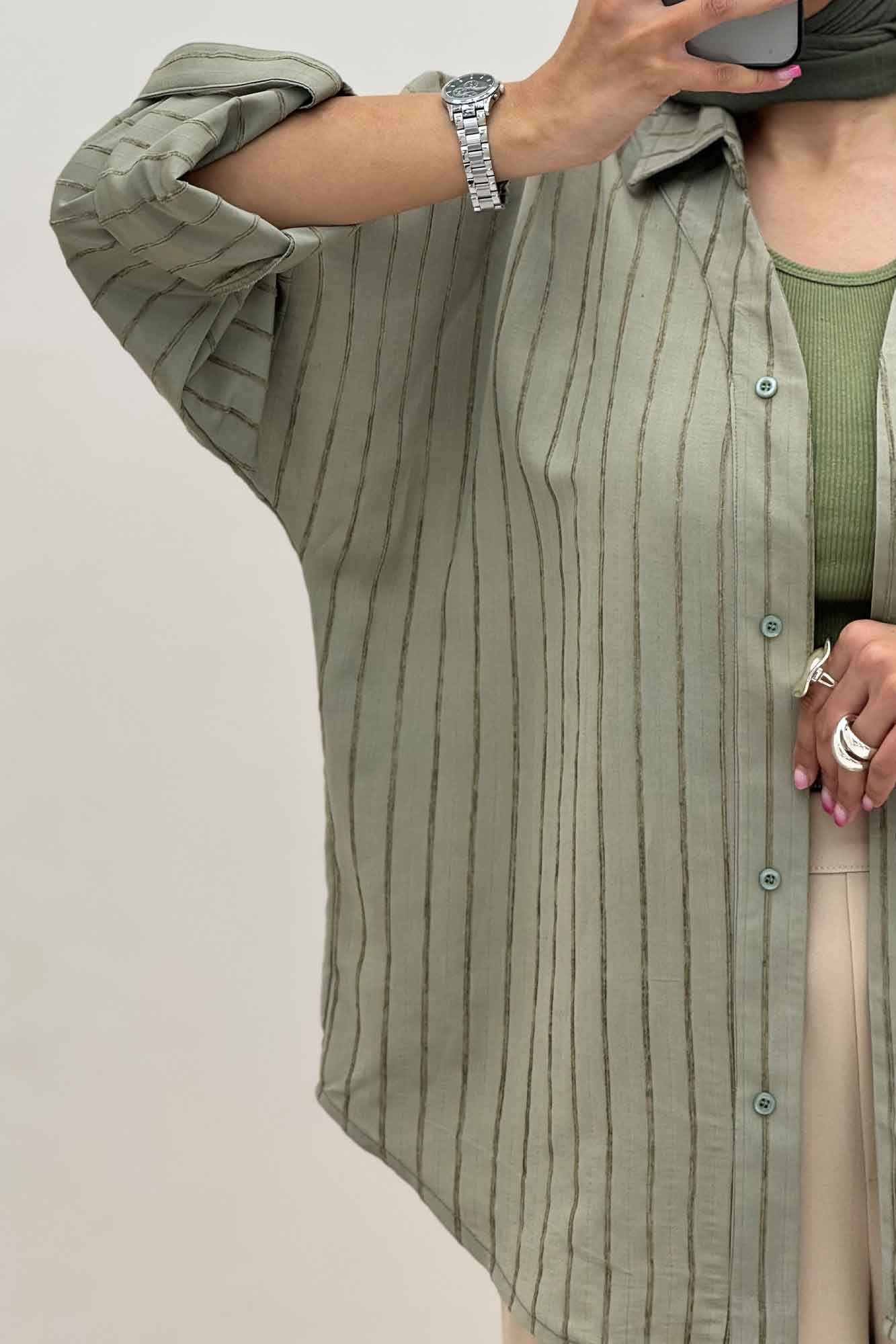 مانتو راه راه استرایپ یقه آبشاری