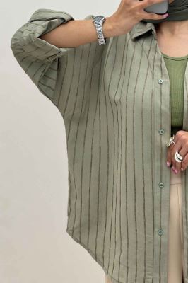 مانتو راه راه استرایپ یقه آبشاری