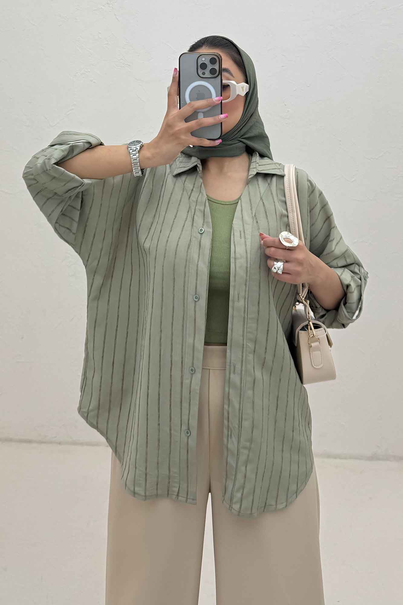 مانتو راه راه استرایپ یقه آبشاری