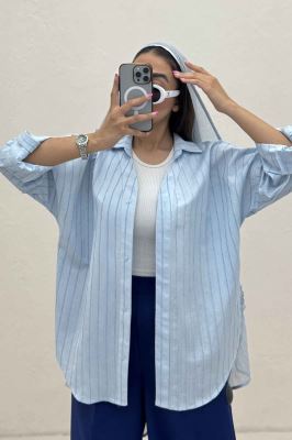 مانتو راه راه استرایپ یقه آبشاری