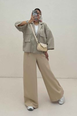 مانتو راه راه استرایپ دو جیب پاکتی ژورا