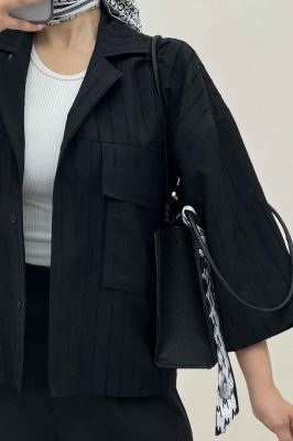 مانتو راه راه استرایپ دو جیب پاکتی ژورا