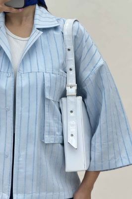 مانتو راه راه استرایپ دو جیب پاکتی ژورا