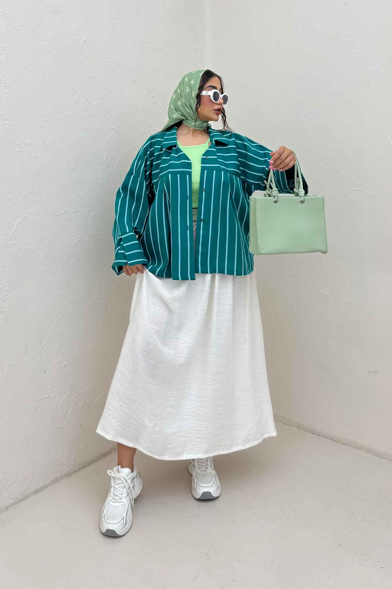 شومیز مانتویی PARRY راه راه یقه هفت