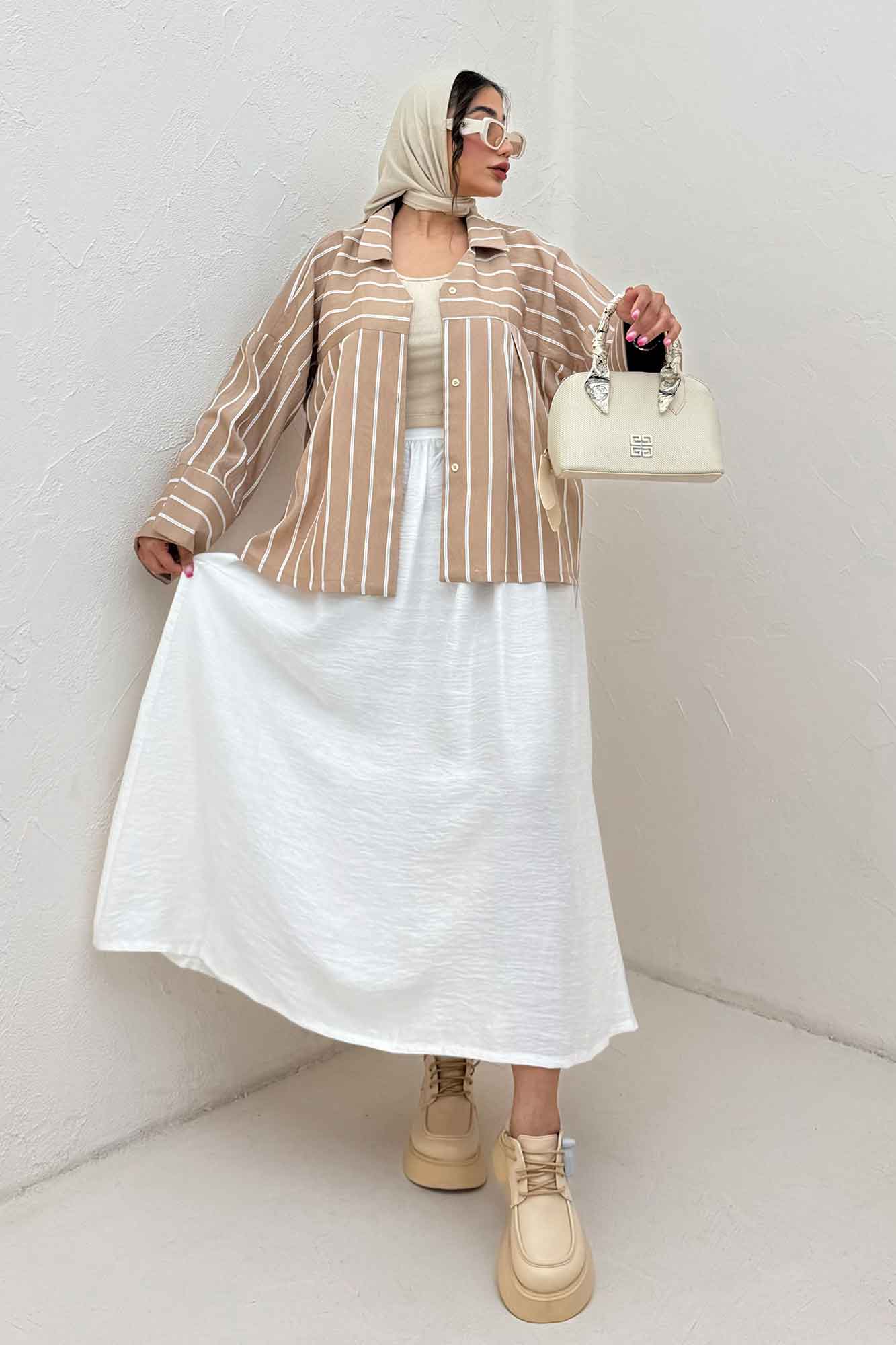 شومیز مانتویی PARRY راه راه یقه هفت