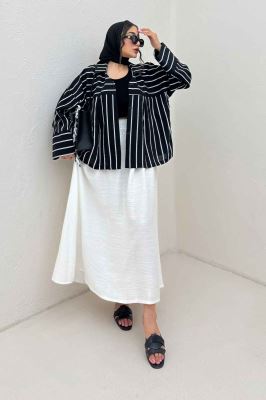 شومیز مانتویی PARRY راه راه یقه هفت