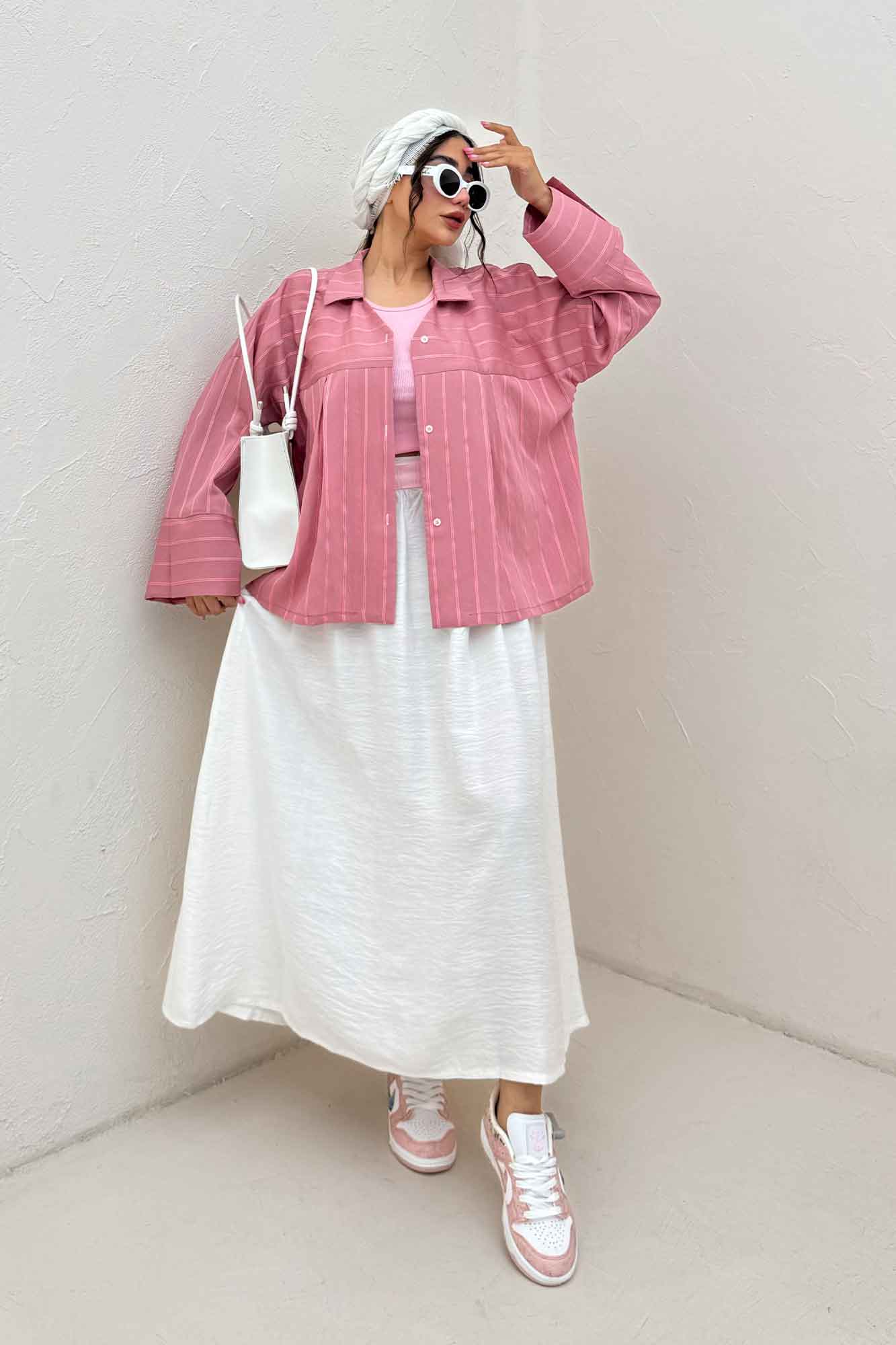 شومیز مانتویی PARRY راه راه یقه هفت