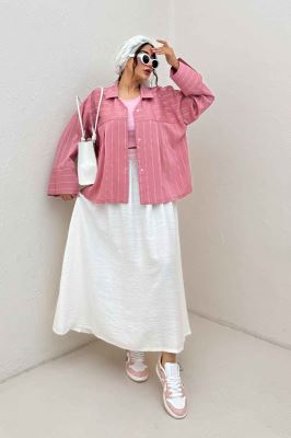 شومیز مانتویی PARRY راه راه یقه هفت