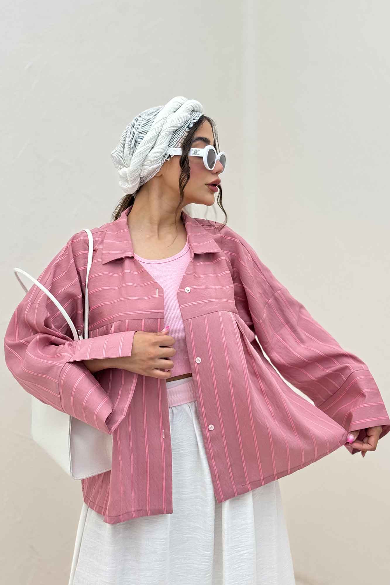 شومیز مانتویی PARRY راه راه یقه هفت