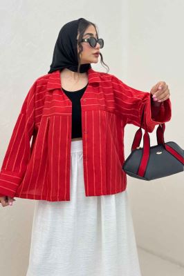 شومیز مانتویی PARRY راه راه یقه هفت