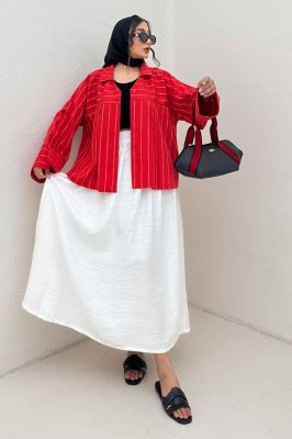 شومیز مانتویی PARRY راه راه یقه هفت