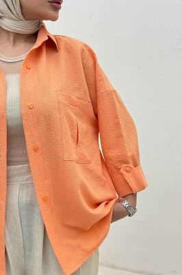 شومیز مانتویی پفکی دو جیب پاکتی