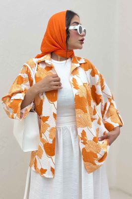 شومیز مانتویی برگینه دو جیب پاکتی