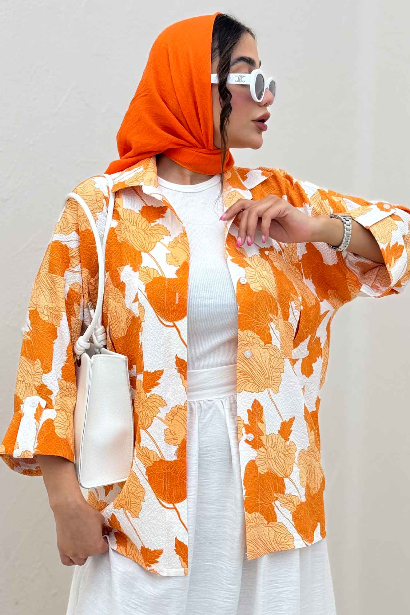 شومیز مانتویی برگینه دو جیب پاکتی