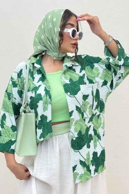 شومیز مانتویی برگینه دو جیب پاکتی