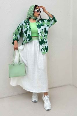 شومیز مانتویی برگینه دو جیب پاکتی