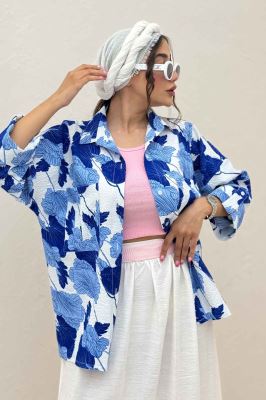 شومیز مانتویی برگینه دو جیب پاکتی