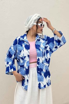 شومیز مانتویی برگینه دو جیب پاکتی