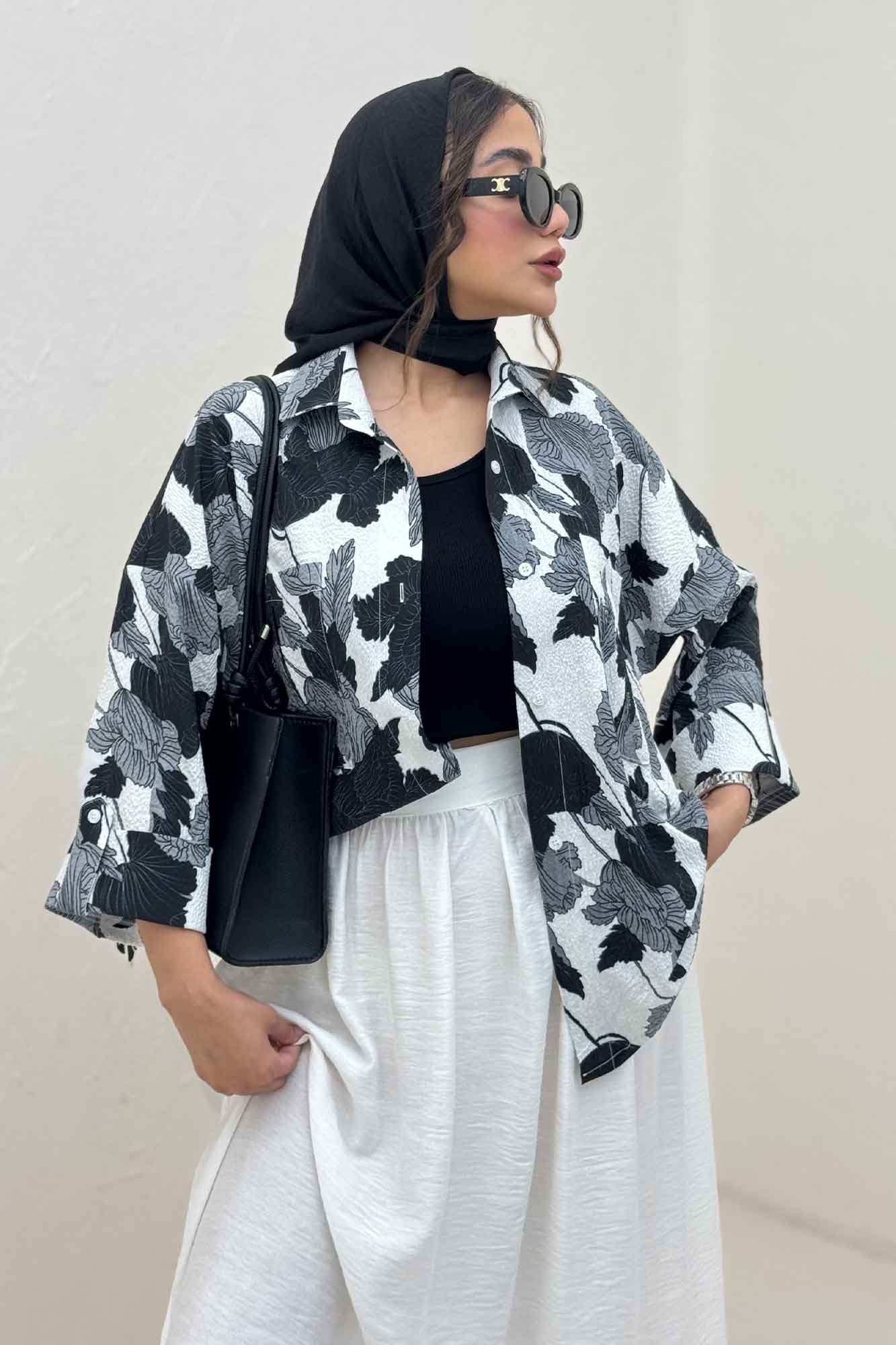 شومیز مانتویی برگینه دو جیب پاکتی