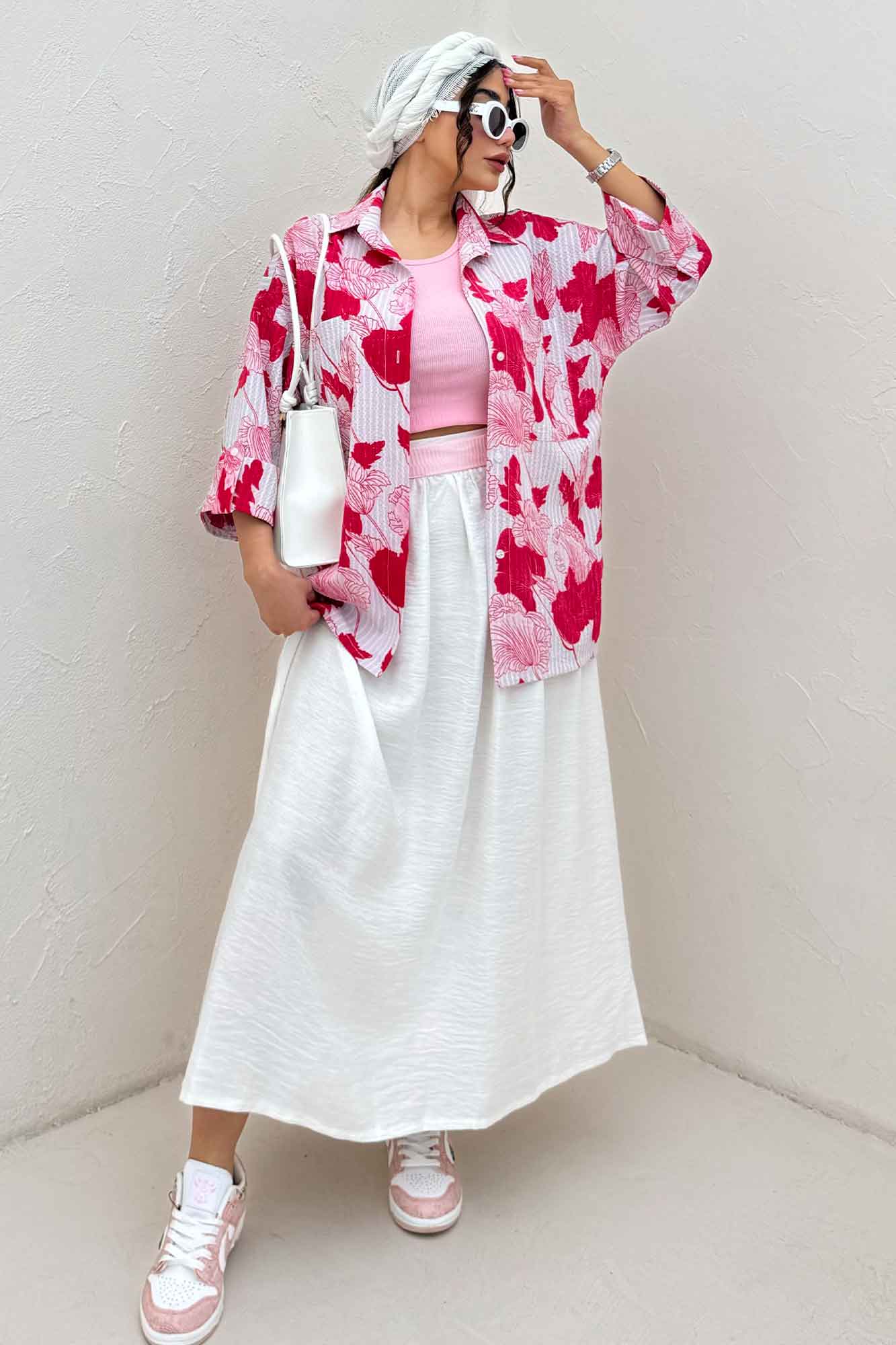 شومیز مانتویی برگینه دو جیب پاکتی