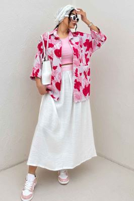 شومیز مانتویی برگینه دو جیب پاکتی