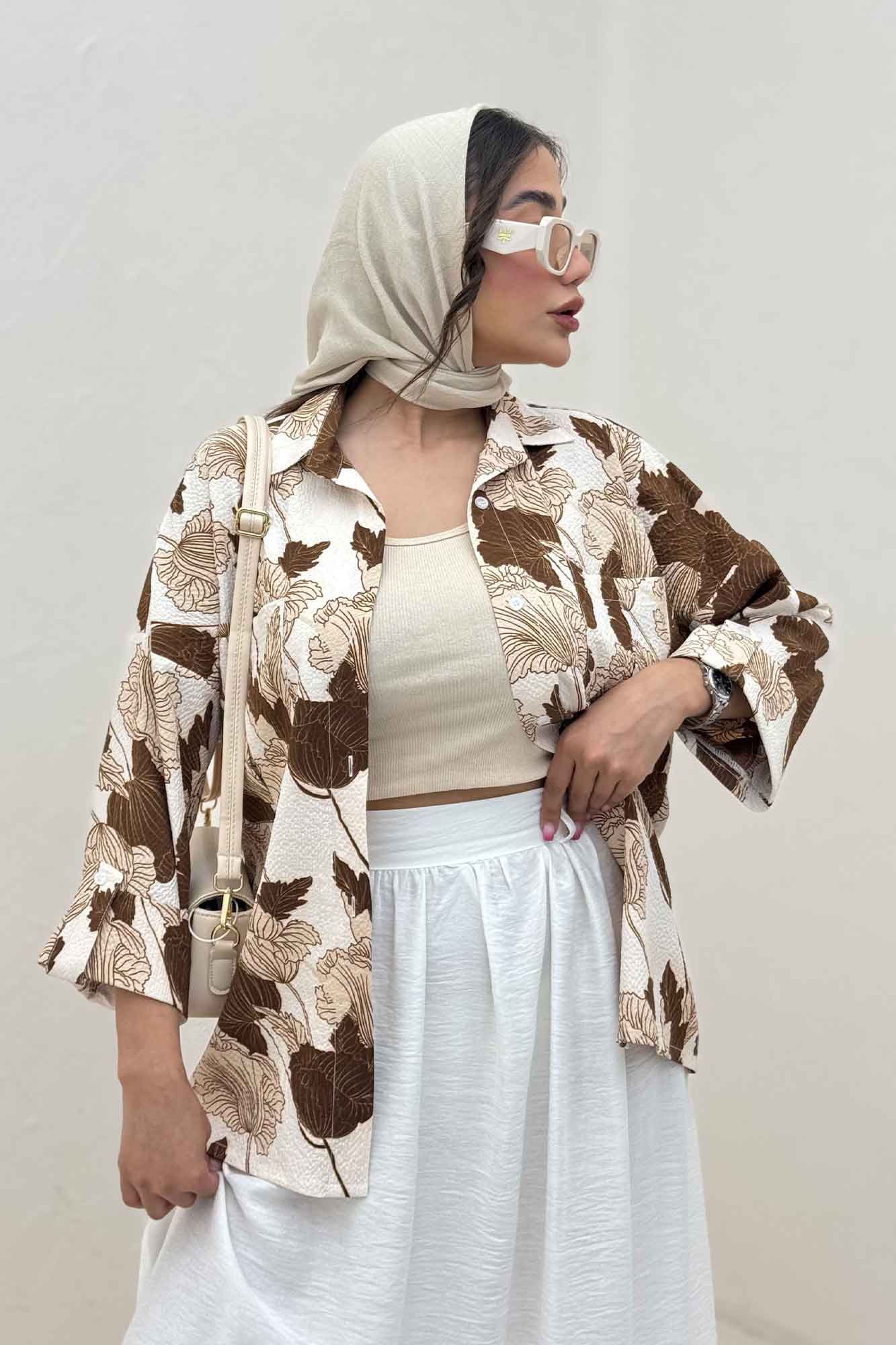 شومیز مانتویی برگینه دو جیب پاکتی