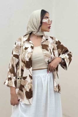 شومیز مانتویی برگینه دو جیب پاکتی