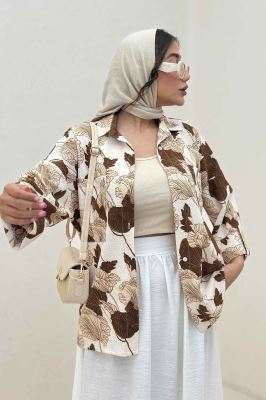 شومیز مانتویی برگینه دو جیب پاکتی