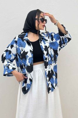 شومیز مانتویی برگینه دو جیب پاکتی