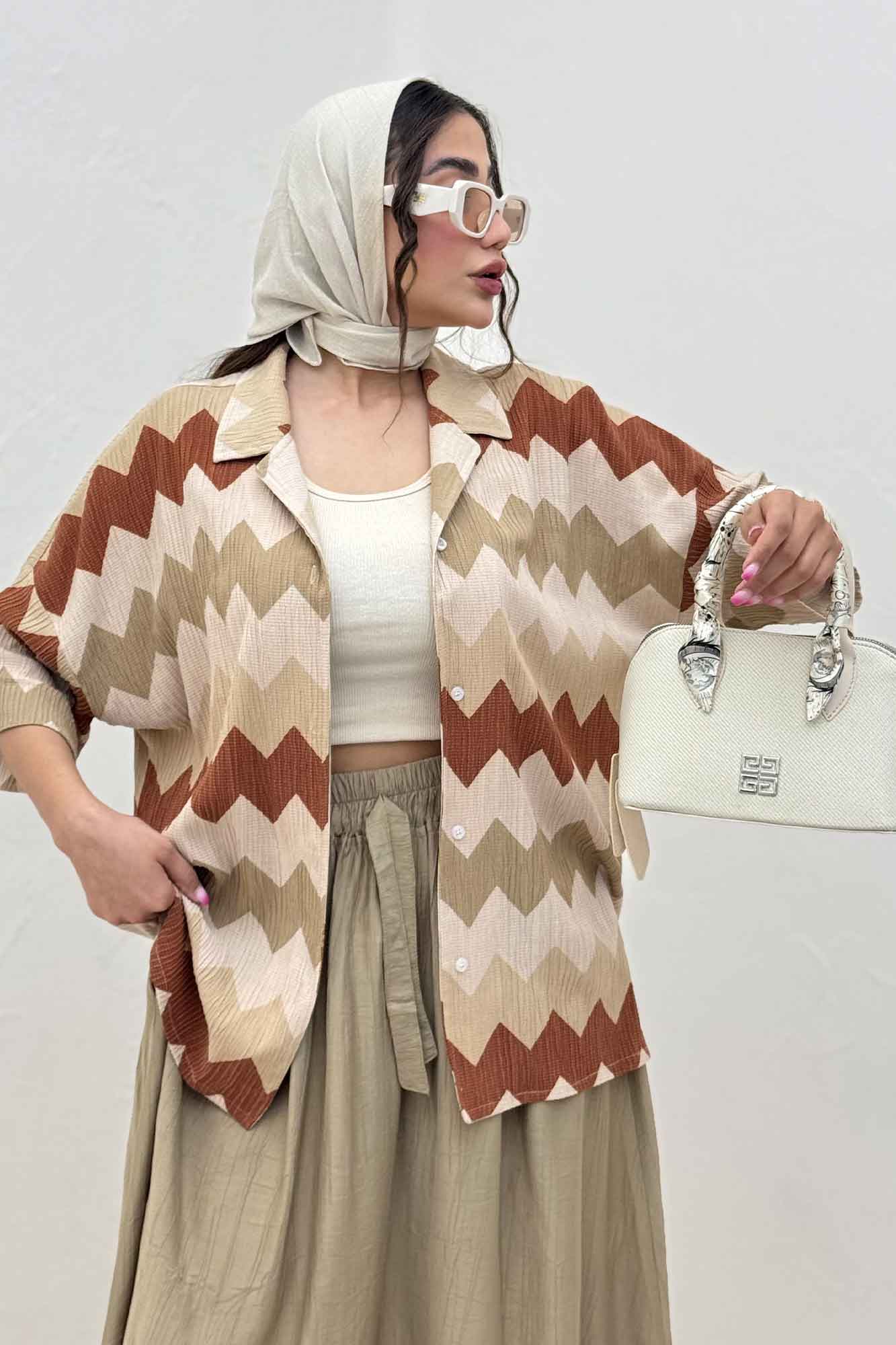 شومیز آستین کوتاه کراش چاپی