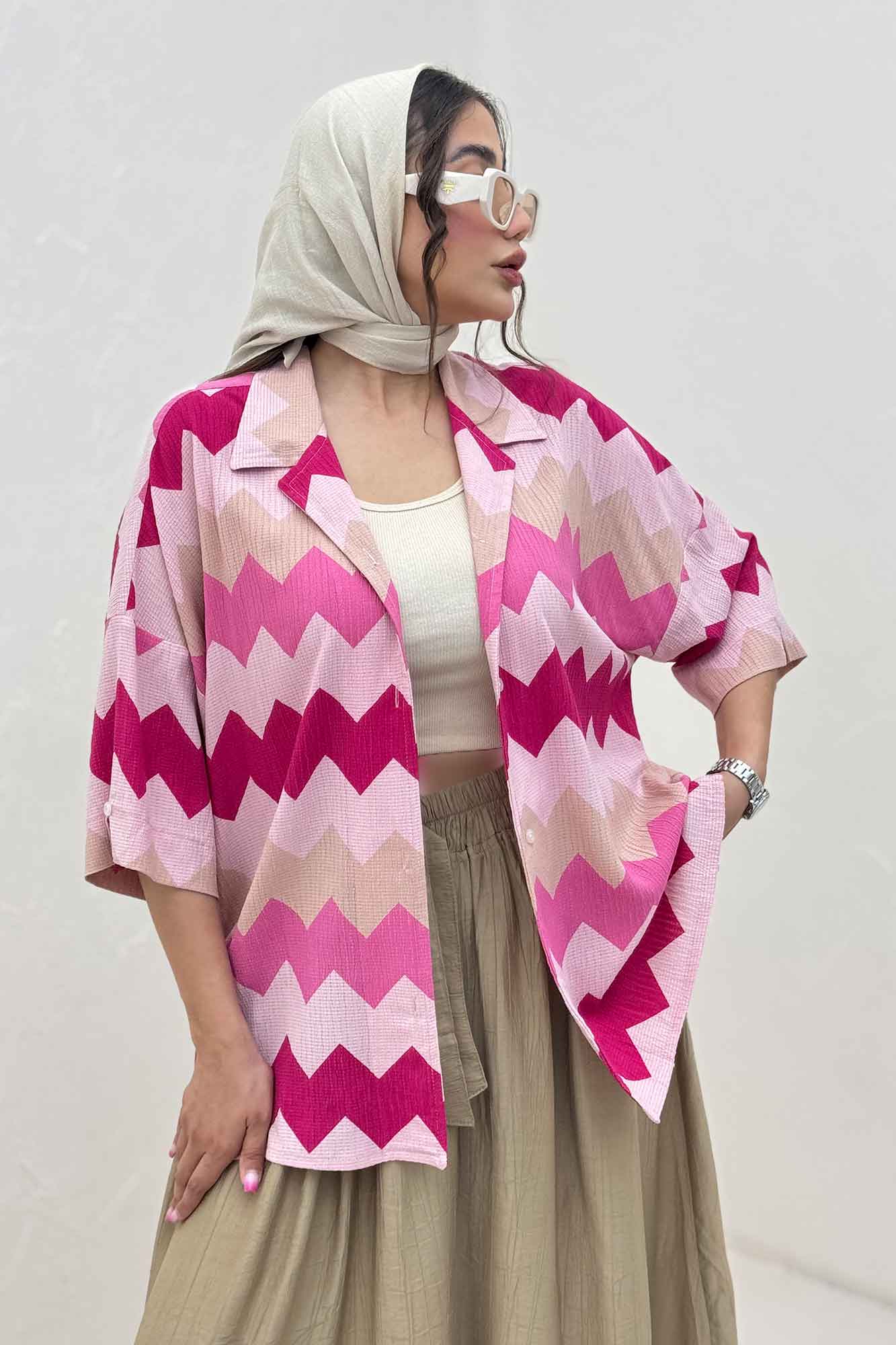 شومیز آستین کوتاه کراش چاپی