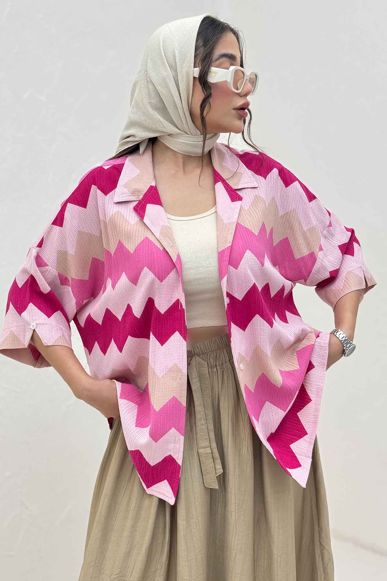 شومیز آستین کوتاه کراش چاپی