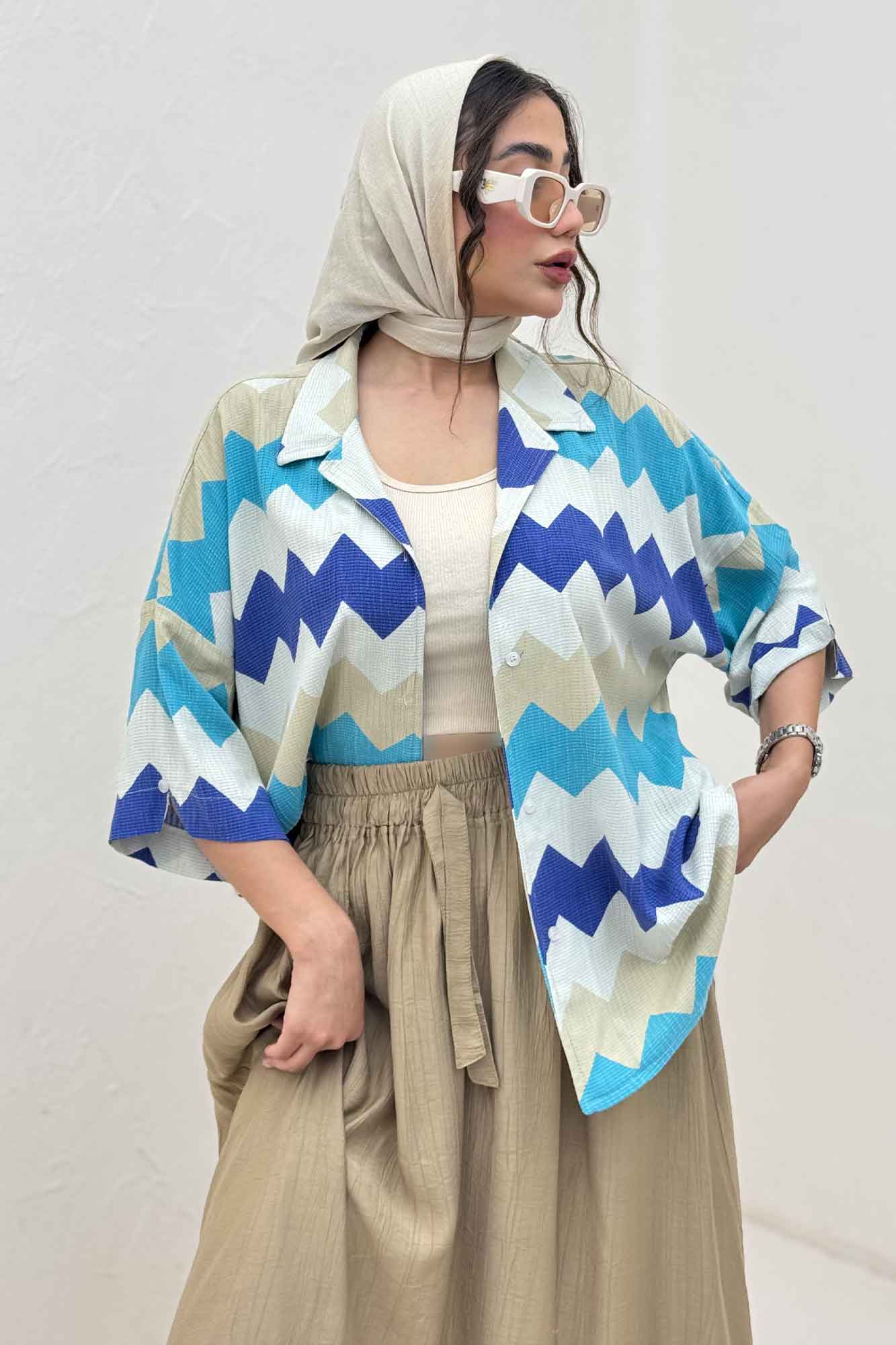 شومیز آستین کوتاه کراش چاپی