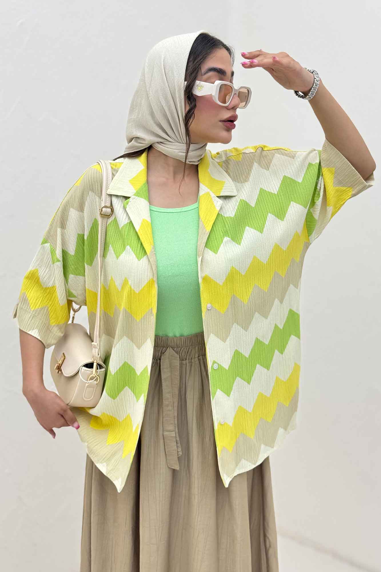 شومیز آستین کوتاه کراش چاپی