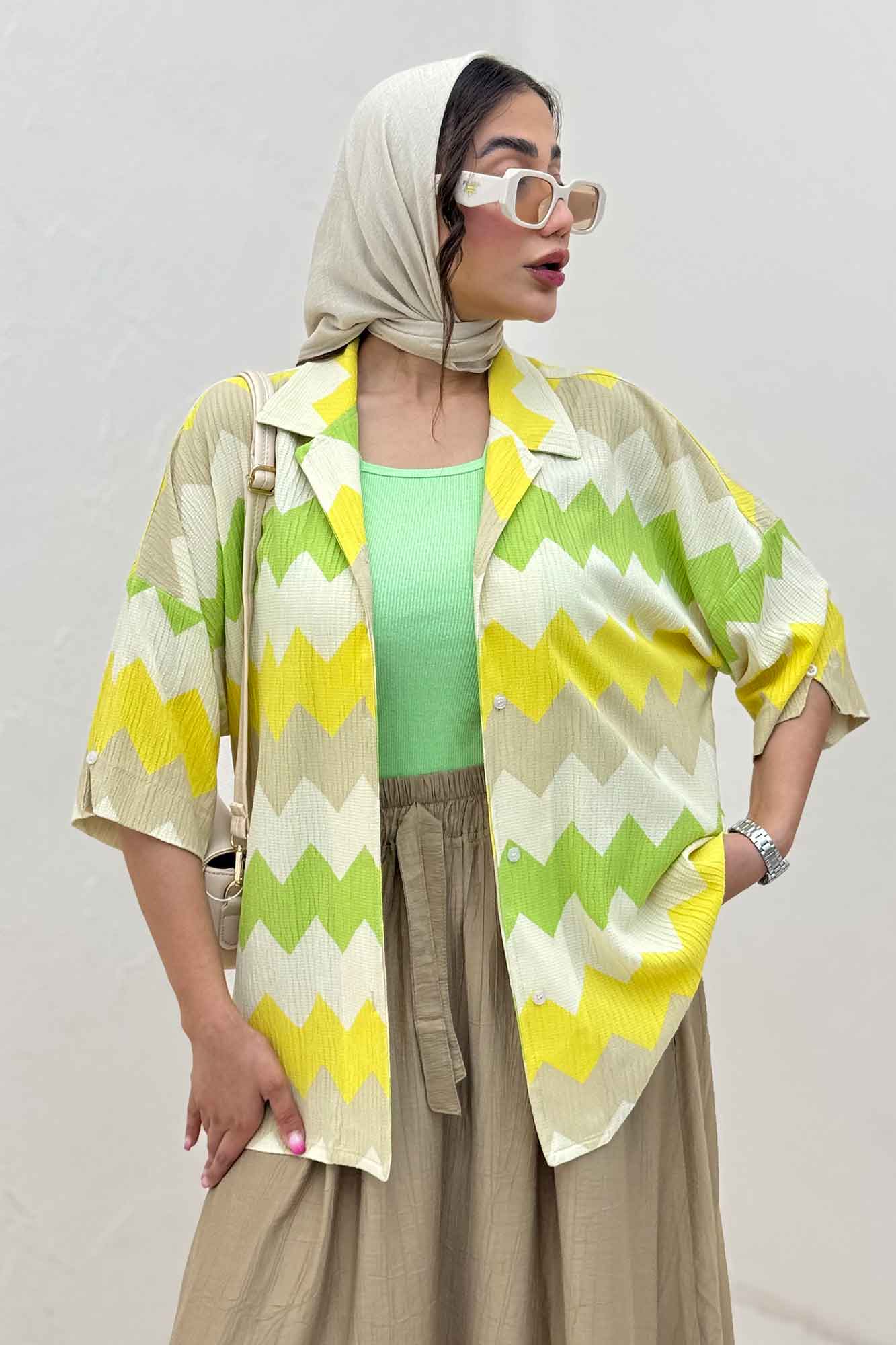 شومیز آستین کوتاه کراش چاپی