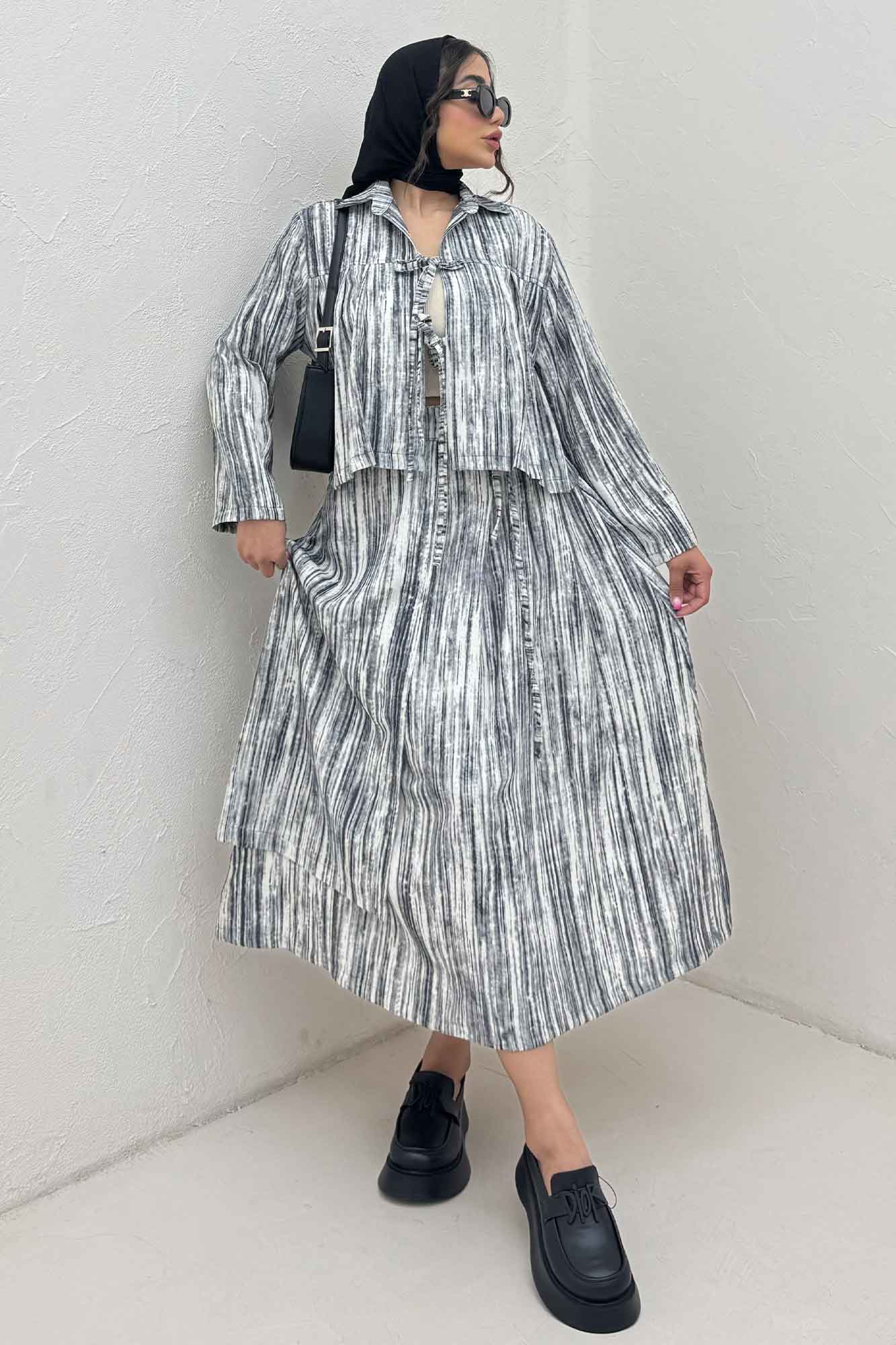 ست رویه و دامن دو بند پرینتی فلوری کد6