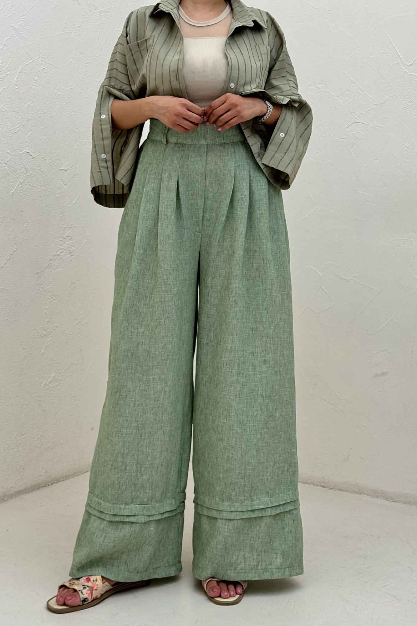 شلوار بگ لینن زارا دو پله