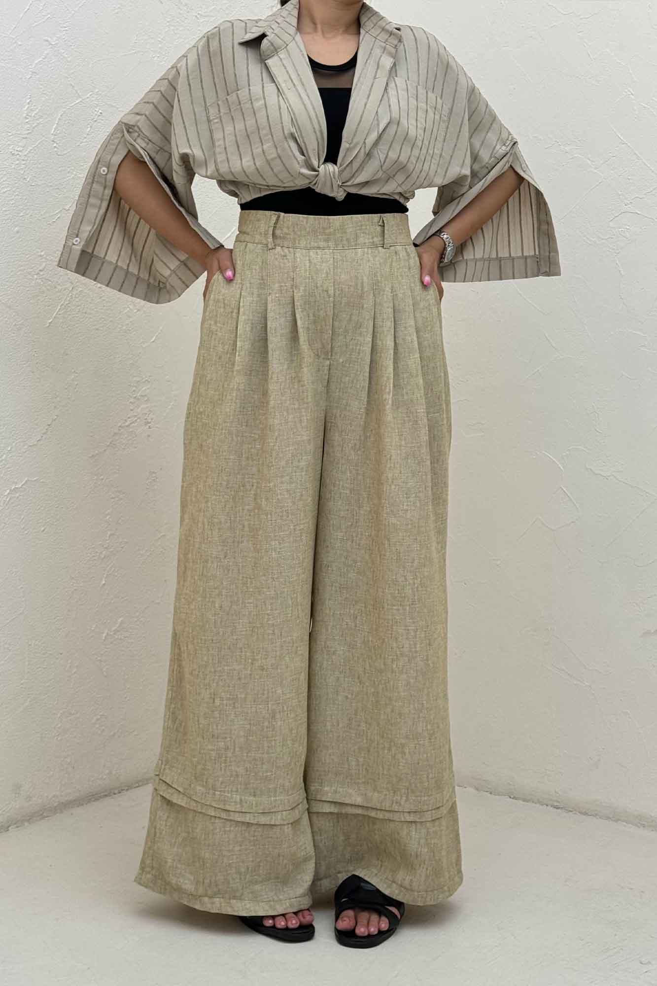 شلوار بگ لینن زارا دو پله