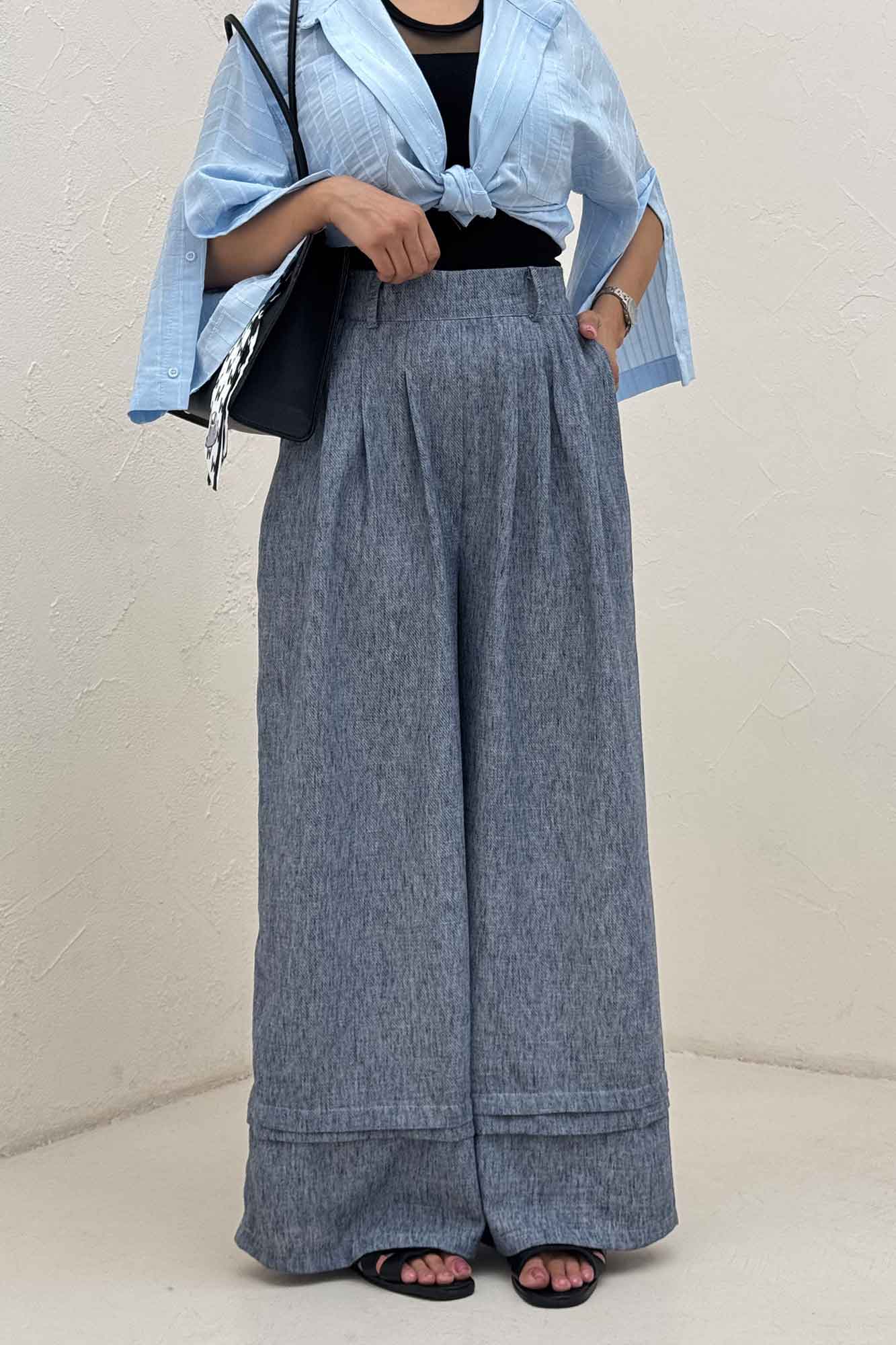 شلوار بگ لینن زارا دو پله