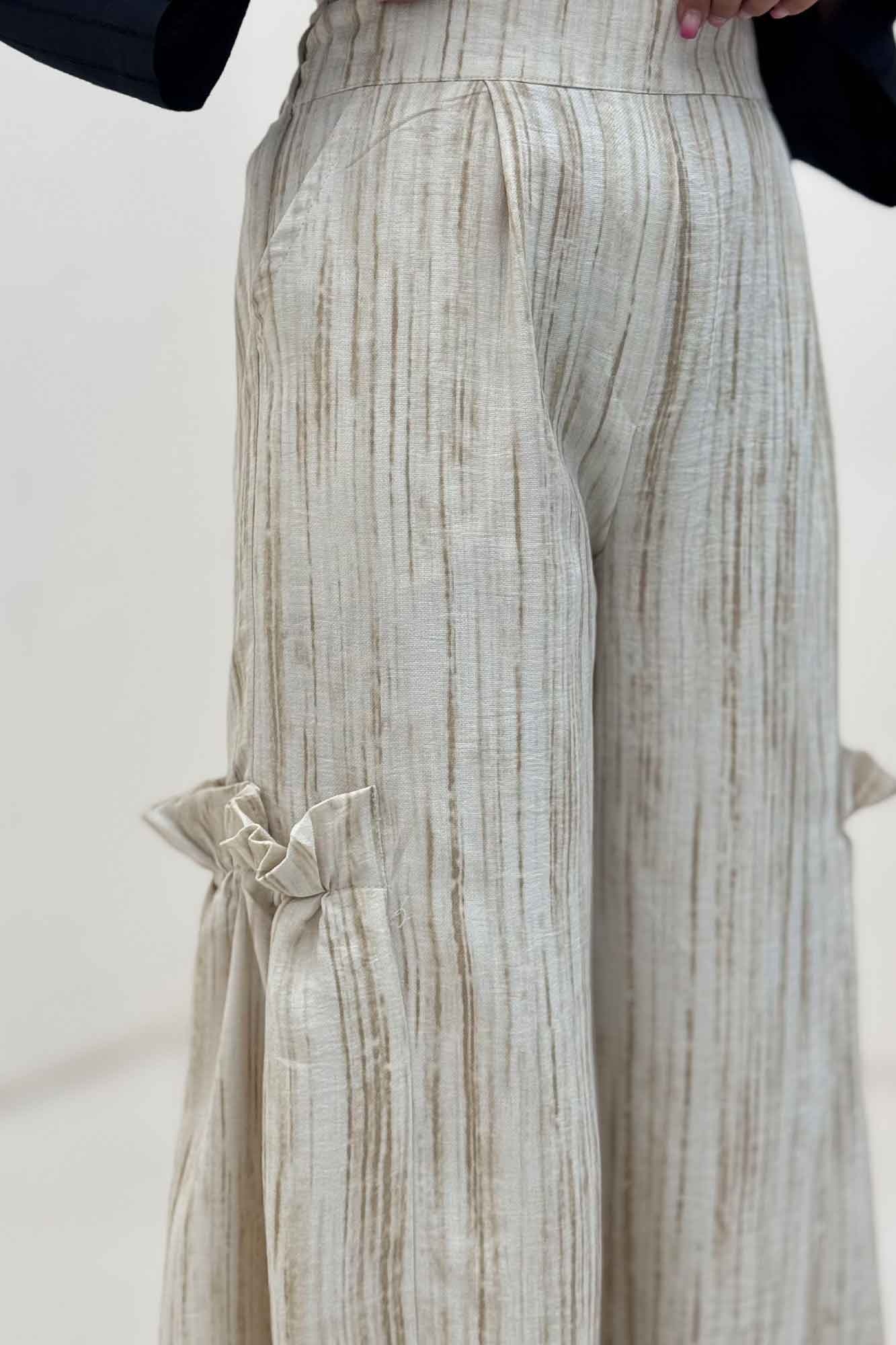 شلوار پرینتی بغل چین بامبو کد 6