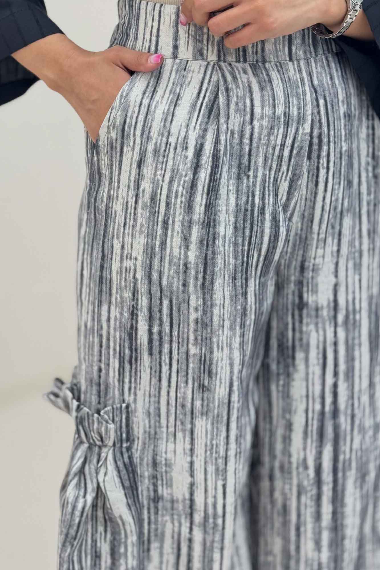 شلوار پرینتی بغل چین بامبو کد 6