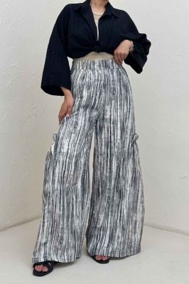 شلوار پرینتی بغل چین بامبو کد 6