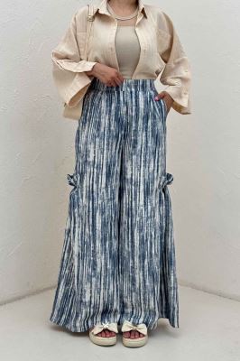 شلوار پرینتی بغل چین بامبو کد 6