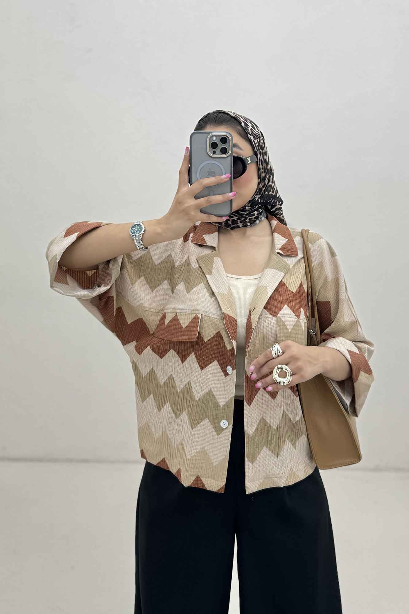 شومیز کراش چاپی دو در جیب